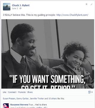 At the time of this screenshot, this had already been shared four times. Notice a link to my site with it.